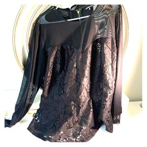 Plus Size Black Lace Peplum Top